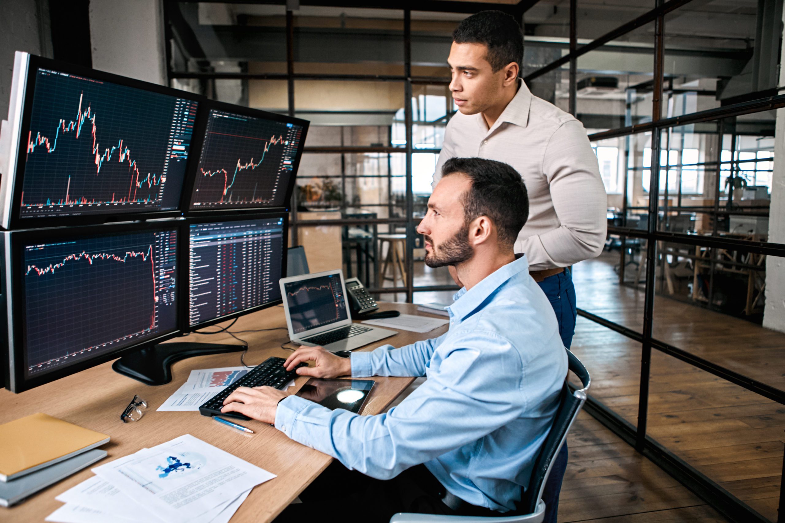 Two People Checking the Global Markets