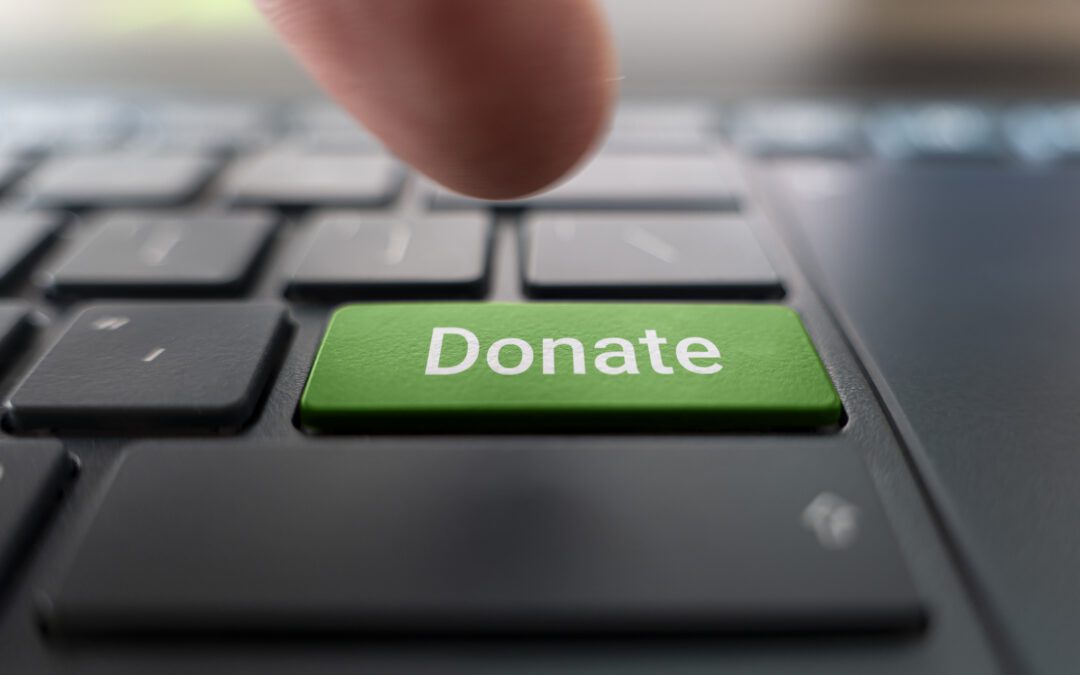 Keyboard with donate button to represent using a donor-advised fund