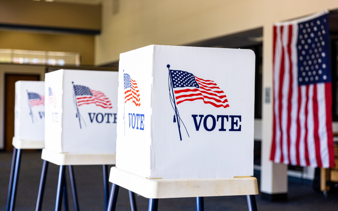 Voting booths representing the presidential election