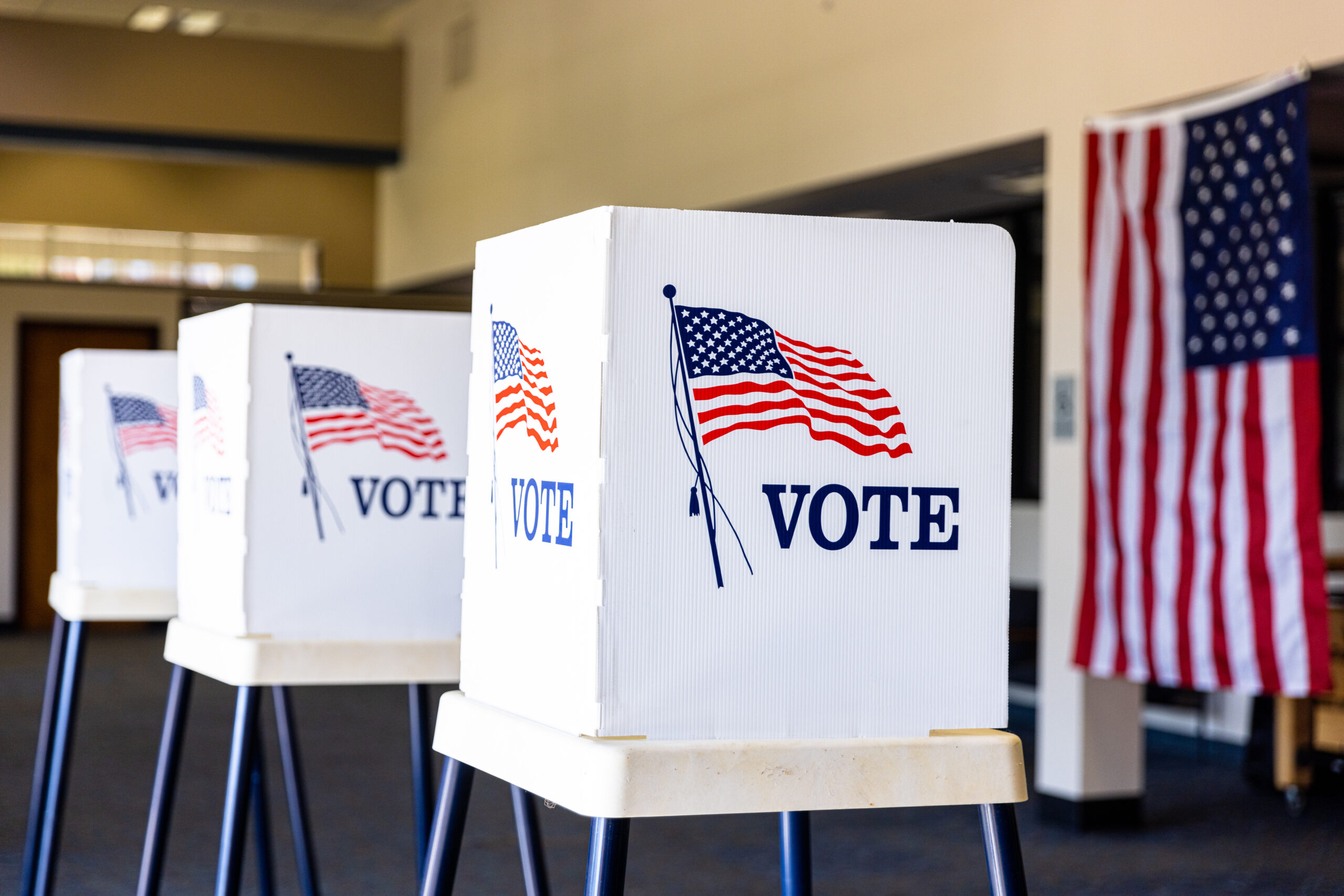 Voting booths representing the presidential election