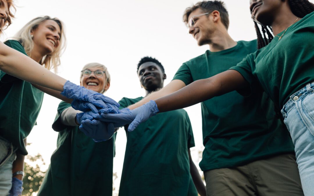 group of people gathering for charity work